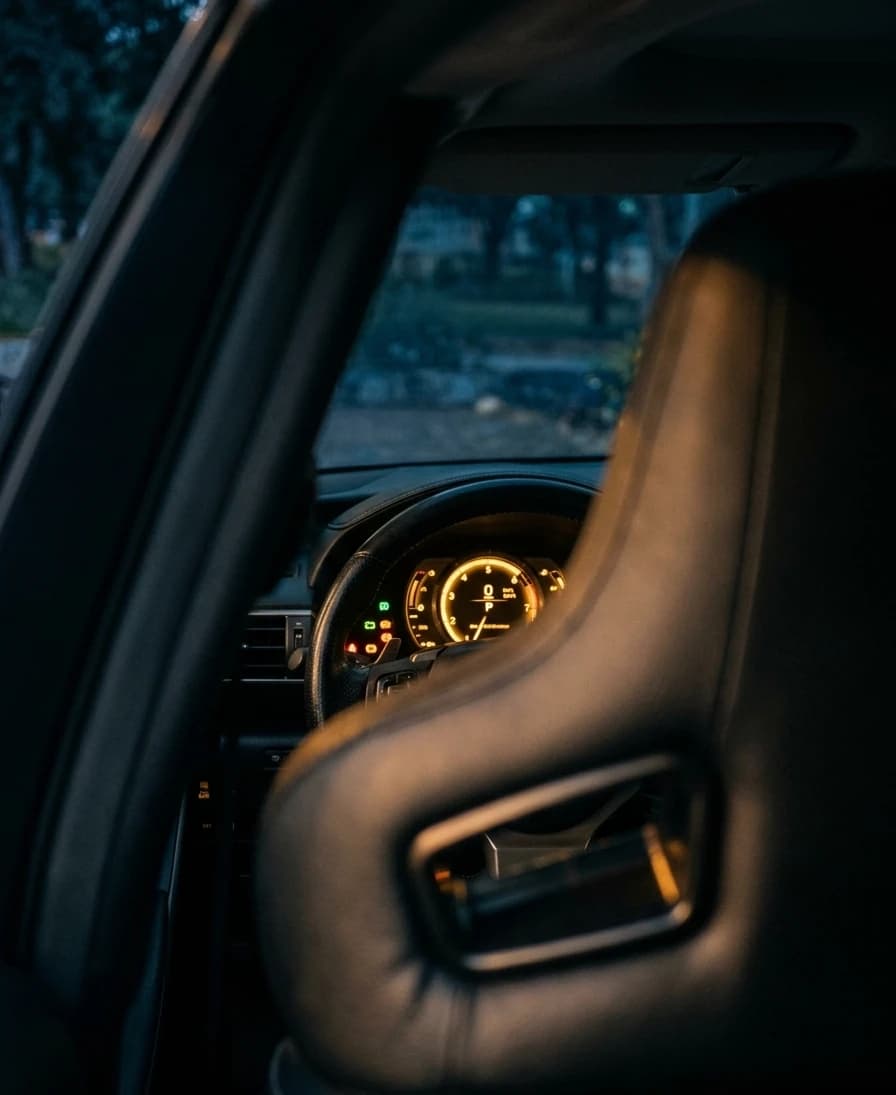 Premium car cabin at dusk