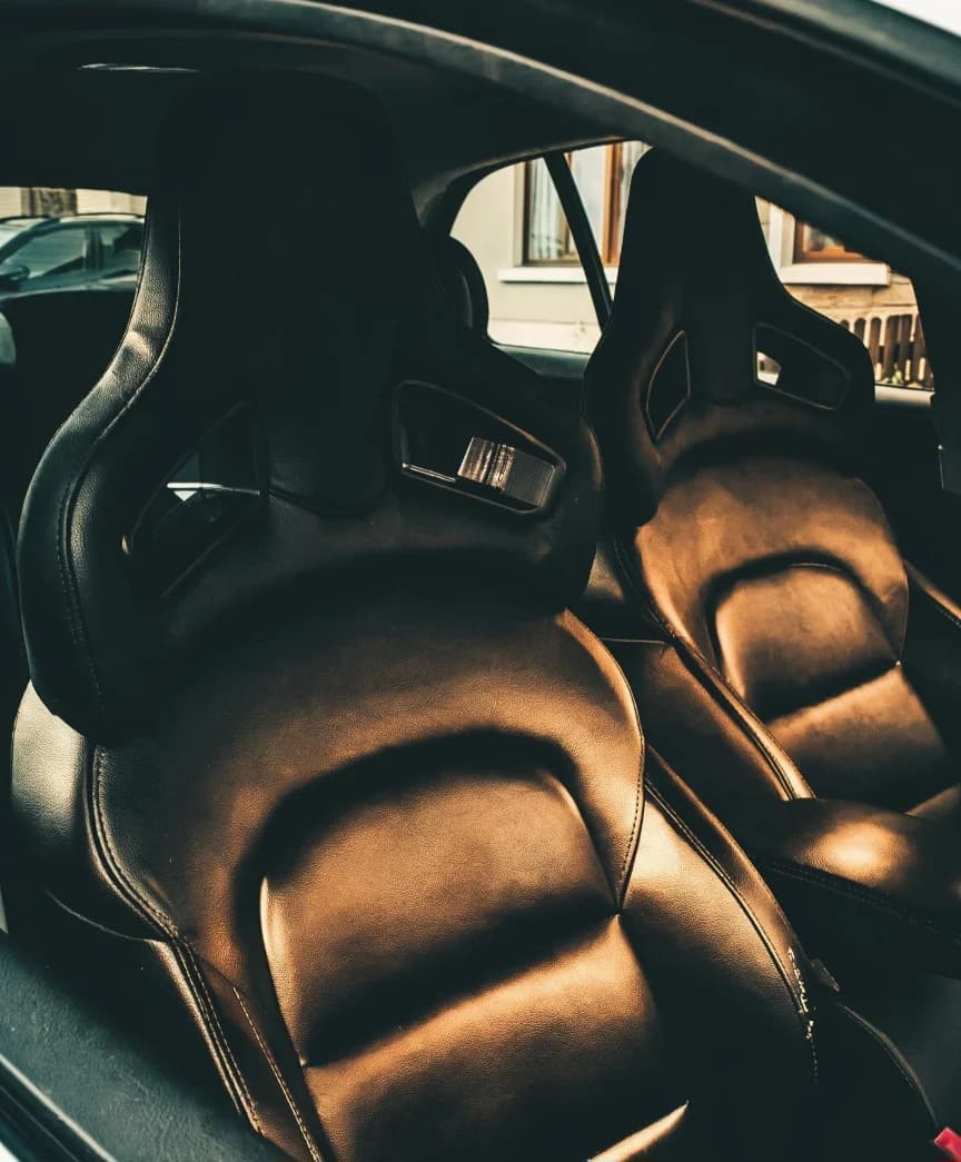 Racing headrest cinematic view
